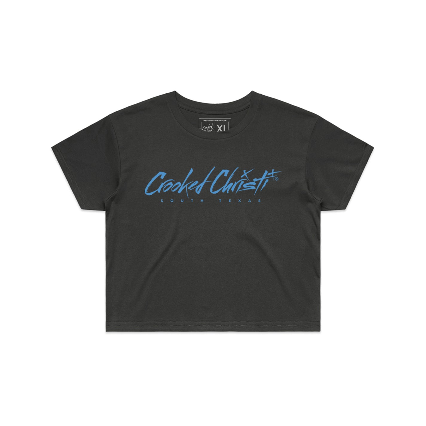 Signature Crop Top Tee - Coal/Carolina
