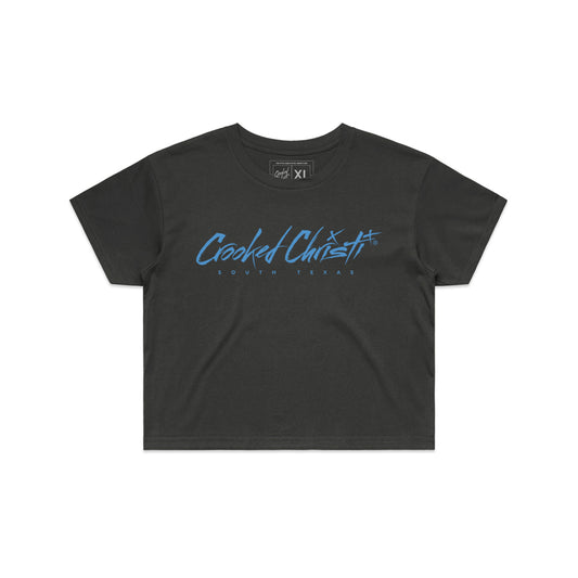 Signature Crop Top Tee - Coal/Carolina