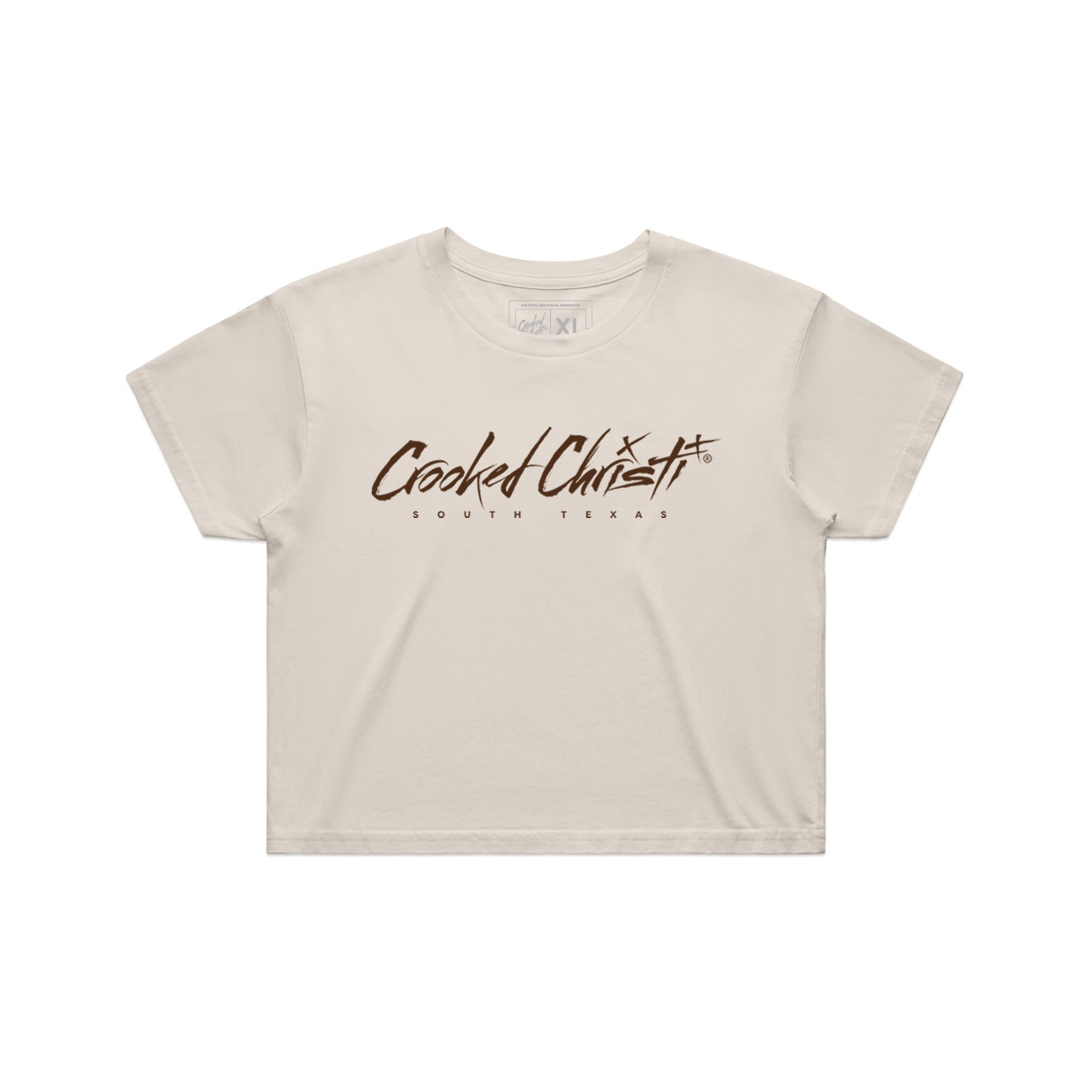 Signature Crop Top Tee - Bone/Brown