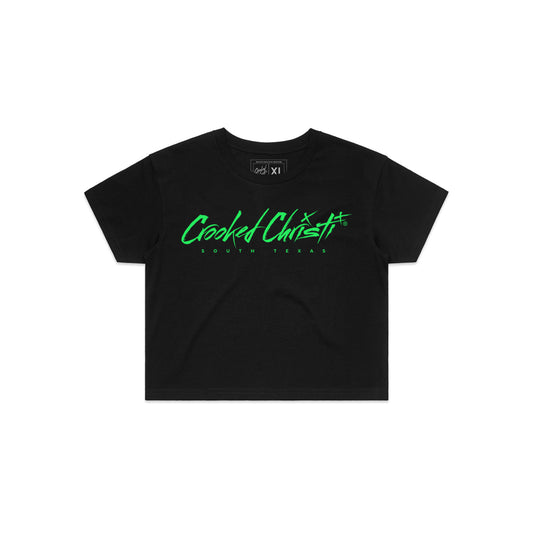 Signature Crop Top Tee - Black/Glow In The Dark