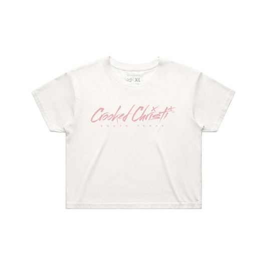 Signature Crop Top Tee - Natural / Mauve